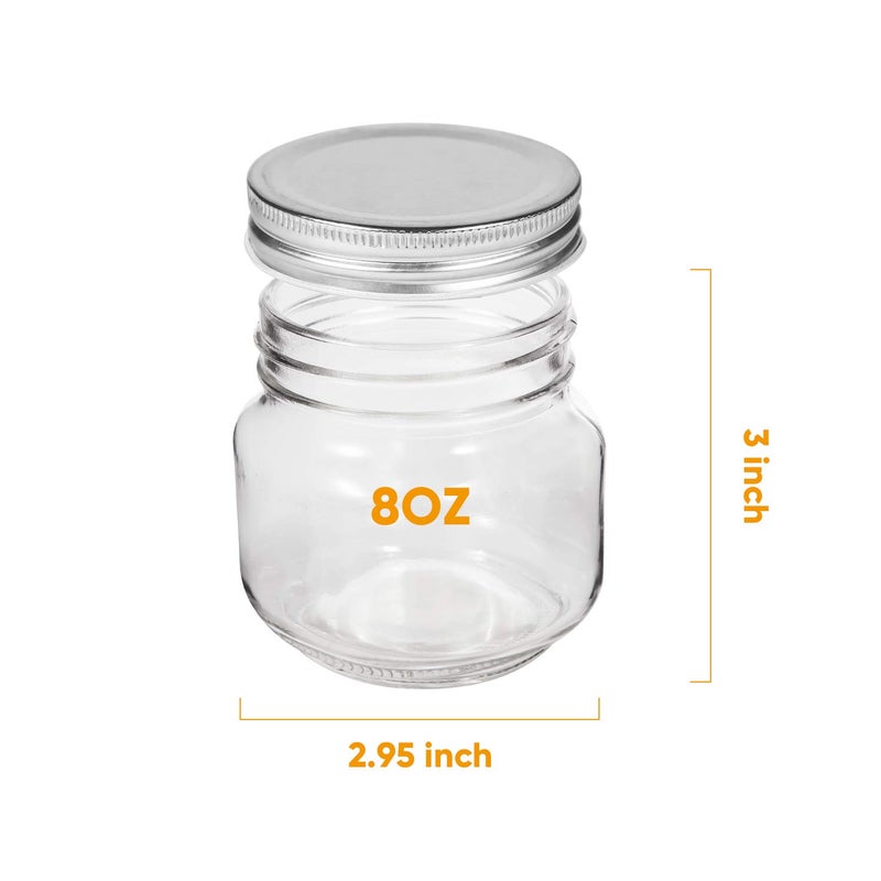 Accguan Mason Jars, glass jar 8OZ With Regular Lids and Bands(Silver), Ideal for Jam,Honey,Wedding Favors,Shower Favors, 24 PACK - Image 2